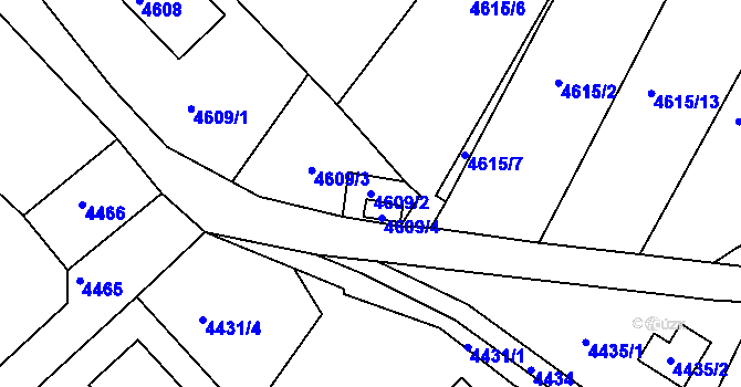 Parcela st. 4609/2 v KÚ Ústí nad Labem, Katastrální mapa