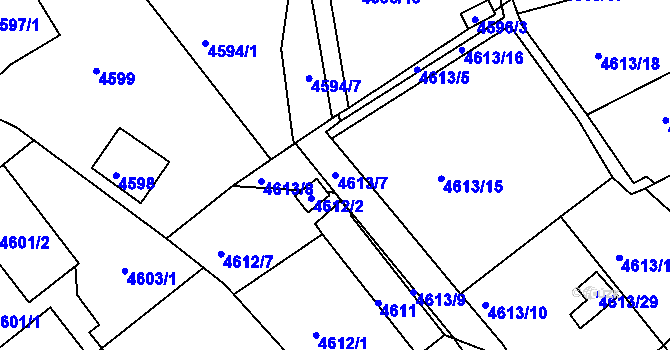 Parcela st. 4613/7 v KÚ Ústí nad Labem, Katastrální mapa