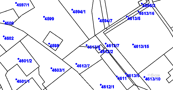 Parcela st. 4613/8 v KÚ Ústí nad Labem, Katastrální mapa