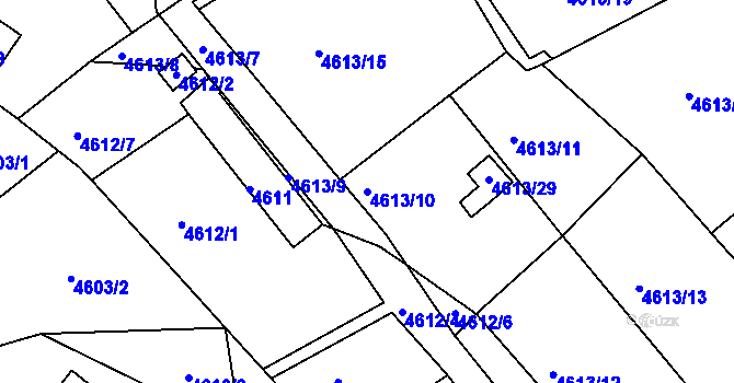 Parcela st. 4613/10 v KÚ Ústí nad Labem, Katastrální mapa