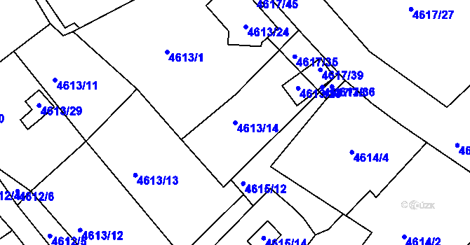 Parcela st. 4613/14 v KÚ Ústí nad Labem, Katastrální mapa