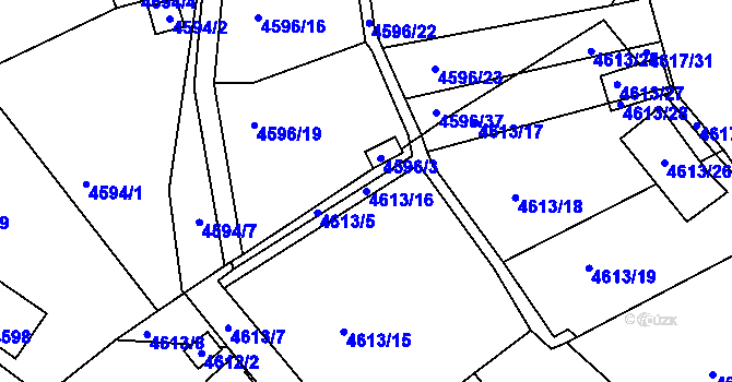 Parcela st. 4613/16 v KÚ Ústí nad Labem, Katastrální mapa