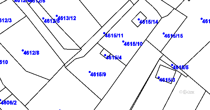 Parcela st. 4615/4 v KÚ Ústí nad Labem, Katastrální mapa