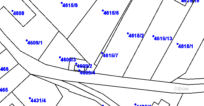 Parcela st. 4615/7 v KÚ Ústí nad Labem, Katastrální mapa