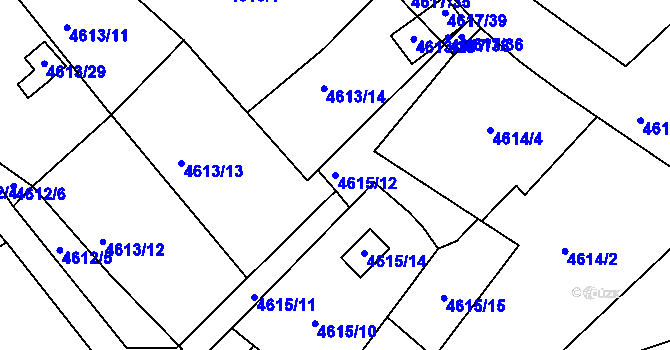 Parcela st. 4615/12 v KÚ Ústí nad Labem, Katastrální mapa