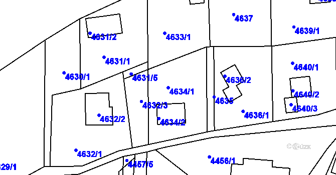 Parcela st. 4634/1 v KÚ Ústí nad Labem, Katastrální mapa