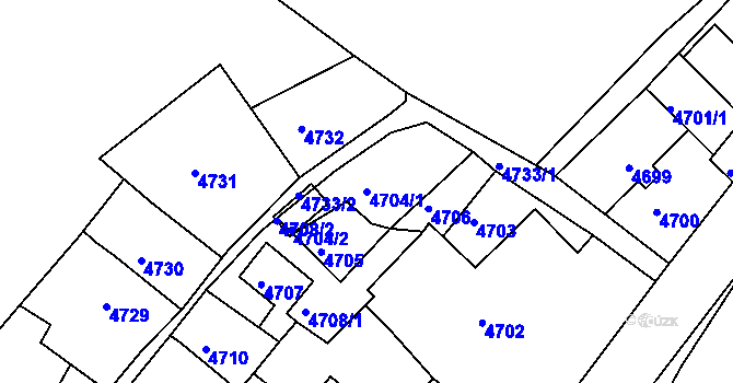 Parcela st. 4704/1 v KÚ Ústí nad Labem, Katastrální mapa