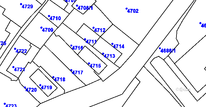 Parcela st. 4713 v KÚ Ústí nad Labem, Katastrální mapa