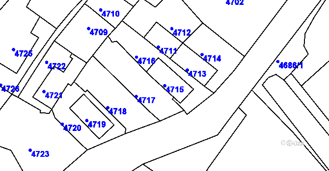 Parcela st. 4715 v KÚ Ústí nad Labem, Katastrální mapa