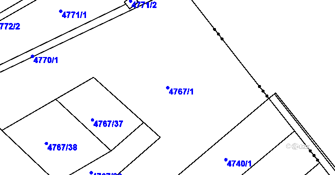 Parcela st. 4767/1 v KÚ Ústí nad Labem, Katastrální mapa