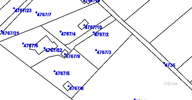 Parcela st. 4767/3 v KÚ Ústí nad Labem, Katastrální mapa