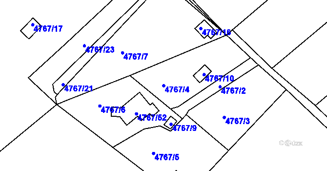 Parcela st. 4767/4 v KÚ Ústí nad Labem, Katastrální mapa