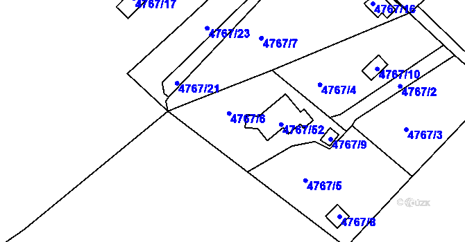 Parcela st. 4767/6 v KÚ Ústí nad Labem, Katastrální mapa