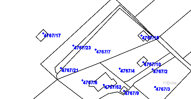 Parcela st. 4767/7 v KÚ Ústí nad Labem, Katastrální mapa