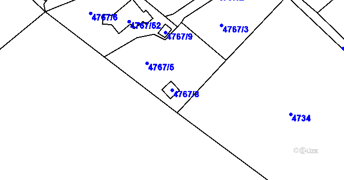 Parcela st. 4767/8 v KÚ Ústí nad Labem, Katastrální mapa