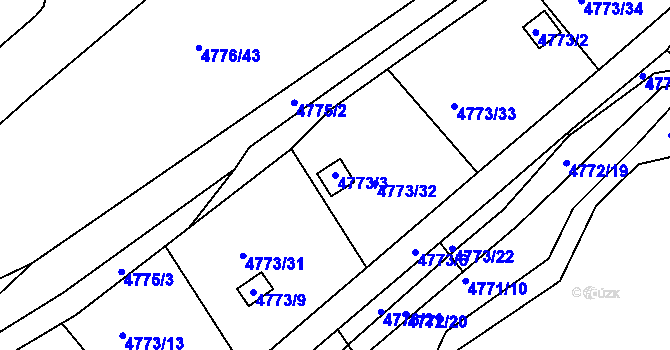 Parcela st. 4773/3 v KÚ Ústí nad Labem, Katastrální mapa