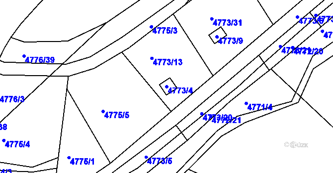 Parcela st. 4773/4 v KÚ Ústí nad Labem, Katastrální mapa