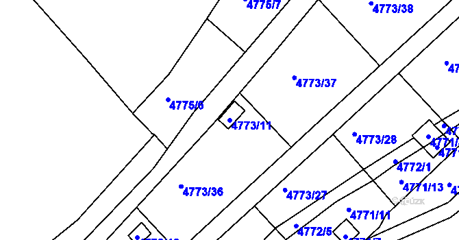 Parcela st. 4773/11 v KÚ Ústí nad Labem, Katastrální mapa