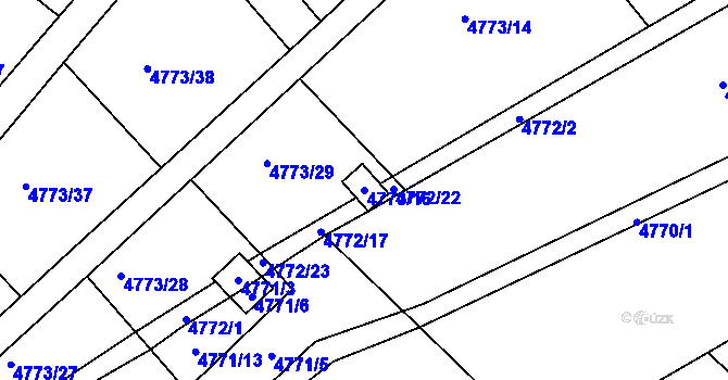 Parcela st. 4773/16 v KÚ Ústí nad Labem, Katastrální mapa