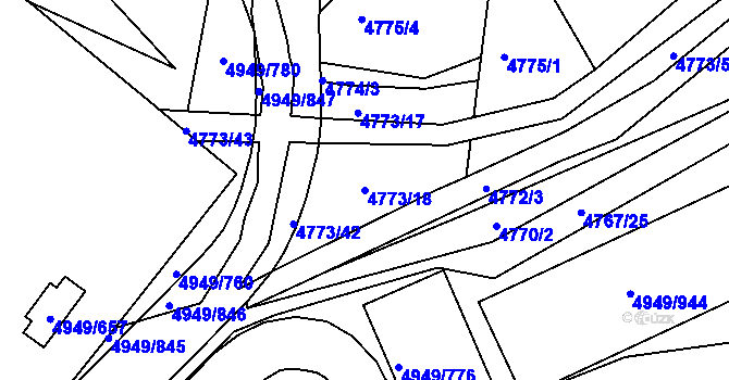 Parcela st. 4773/18 v KÚ Ústí nad Labem, Katastrální mapa