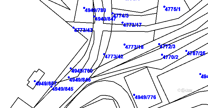 Parcela st. 4773/42 v KÚ Ústí nad Labem, Katastrální mapa