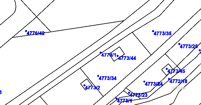 Parcela st. 4774/1 v KÚ Ústí nad Labem, Katastrální mapa