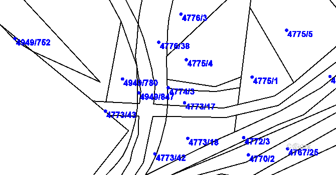 Parcela st. 4774/3 v KÚ Ústí nad Labem, Katastrální mapa