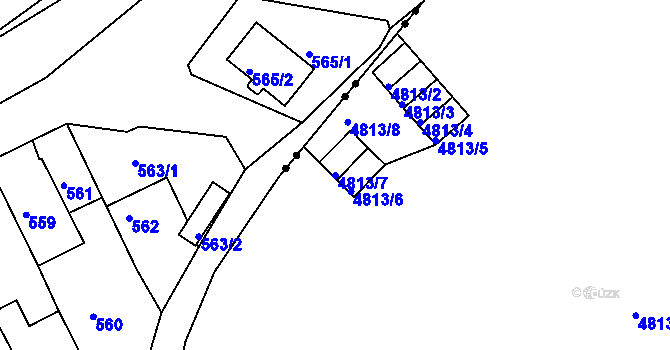 Parcela st. 4813/7 v KÚ Ústí nad Labem, Katastrální mapa