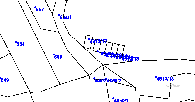 Parcela st. 4813/9 v KÚ Ústí nad Labem, Katastrální mapa