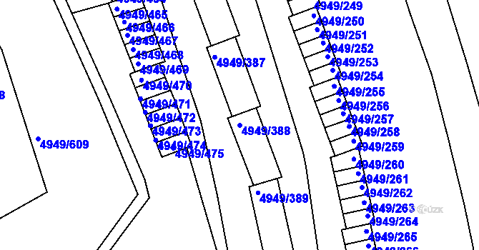 Parcela st. 4949/388 v KÚ Ústí nad Labem, Katastrální mapa