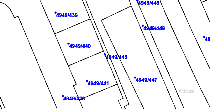 Parcela st. 4949/445 v KÚ Ústí nad Labem, Katastrální mapa