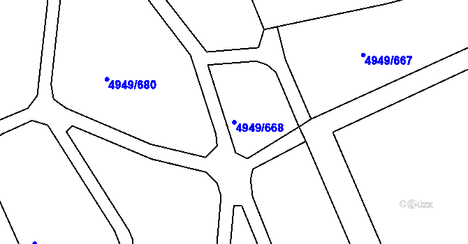 Parcela st. 4949/668 v KÚ Ústí nad Labem, Katastrální mapa