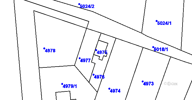 Parcela st. 4975 v KÚ Ústí nad Labem, Katastrální mapa