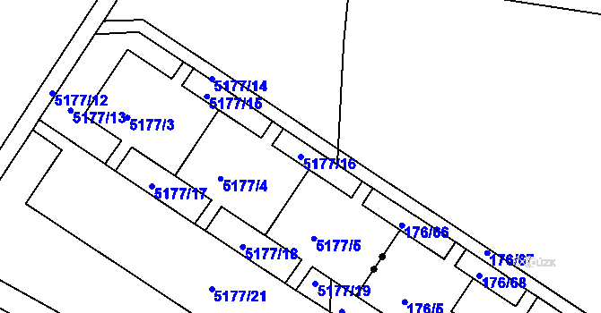 Parcela st. 5177/16 v KÚ Ústí nad Labem, Katastrální mapa