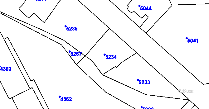 Parcela st. 5234 v KÚ Ústí nad Labem, Katastrální mapa