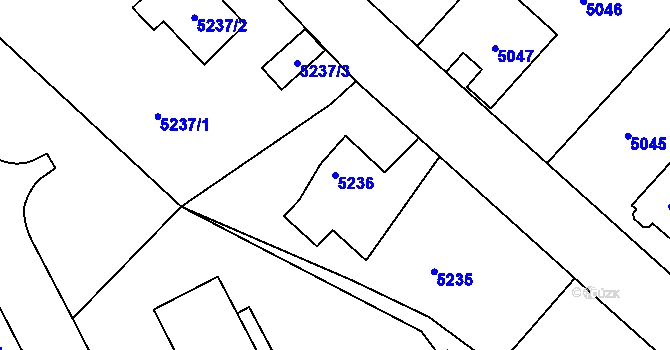 Parcela st. 5236 v KÚ Ústí nad Labem, Katastrální mapa