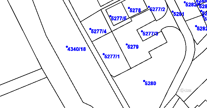 Parcela st. 5277/1 v KÚ Ústí nad Labem, Katastrální mapa
