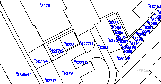 Parcela st. 5277/2 v KÚ Ústí nad Labem, Katastrální mapa
