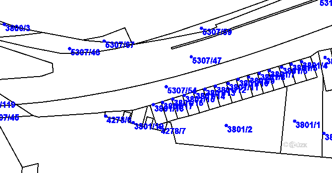 Parcela st. 5307/54 v KÚ Ústí nad Labem, Katastrální mapa