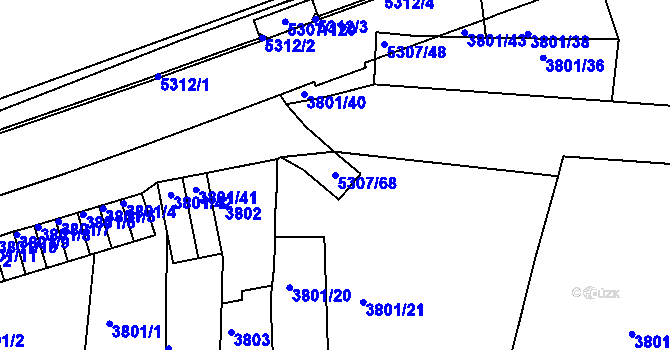 Parcela st. 5307/68 v KÚ Ústí nad Labem, Katastrální mapa