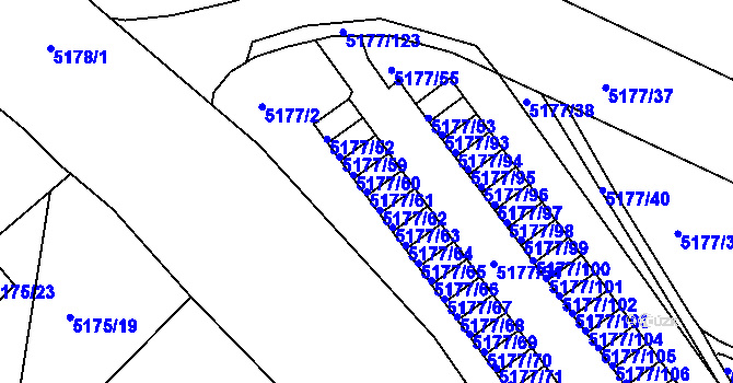 Parcela st. 5177/61 v KÚ Ústí nad Labem, Katastrální mapa