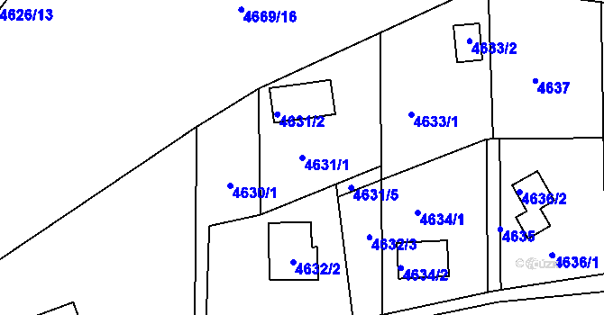 Parcela st. 4631/1 v KÚ Ústí nad Labem, Katastrální mapa