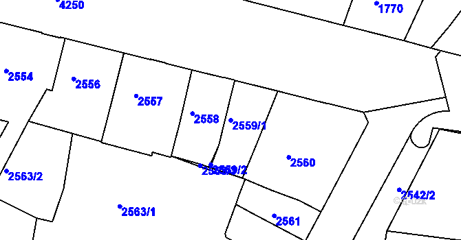 Parcela st. 2559/1 v KÚ Ústí nad Labem, Katastrální mapa