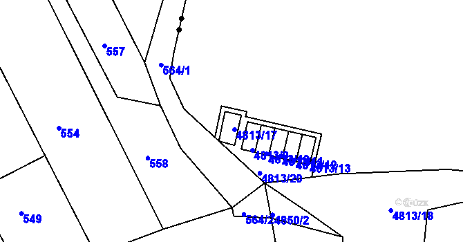 Parcela st. 4813/17 v KÚ Ústí nad Labem, Katastrální mapa