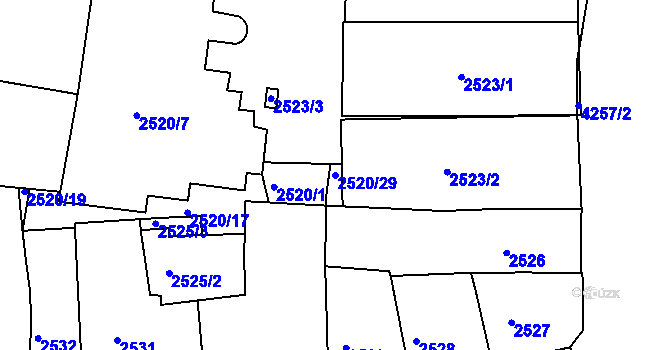 Parcela st. 2520/29 v KÚ Ústí nad Labem, Katastrální mapa