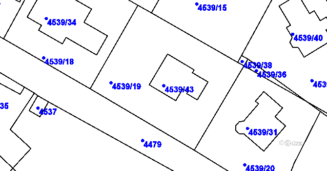 Parcela st. 4539/43 v KÚ Ústí nad Labem, Katastrální mapa