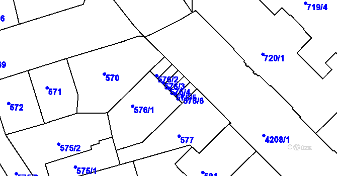 Parcela st. 576/4 v KÚ Ústí nad Labem, Katastrální mapa