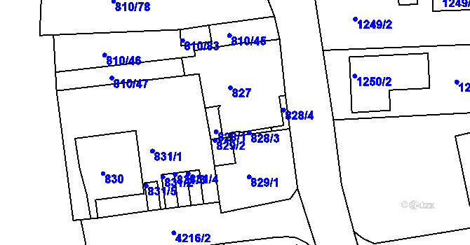 Parcela st. 828/2 v KÚ Ústí nad Labem, Katastrální mapa