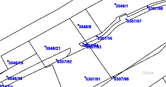 Parcela st. 5307/94 v KÚ Ústí nad Labem, Katastrální mapa