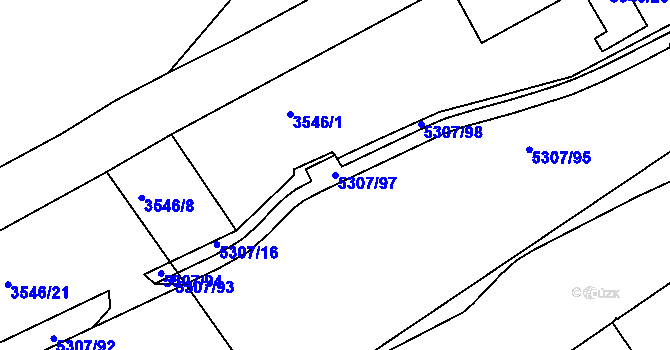 Parcela st. 5307/97 v KÚ Ústí nad Labem, Katastrální mapa